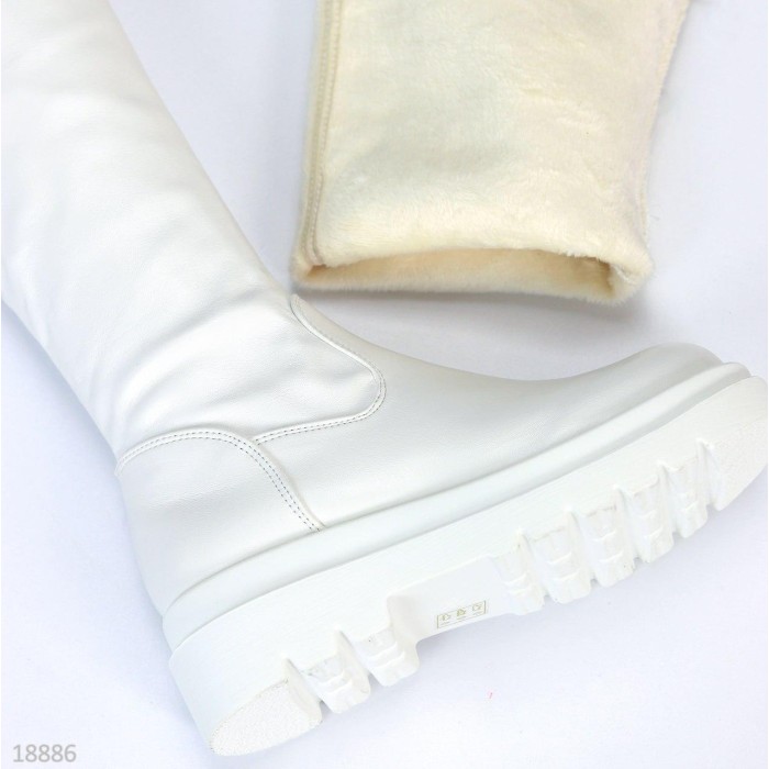 Ботфорти жіночі з екошкіри Білі демі на 37р