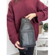 Сумка чоловіча кросбоді натуральна шкіра Чорна