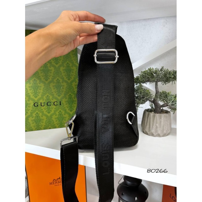 Сумка чоловіча Келвін кросбоді натуральна шкіра Чорна