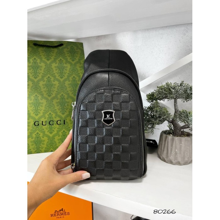 Сумка чоловіча Келвін кросбоді натуральна шкіра Чорна