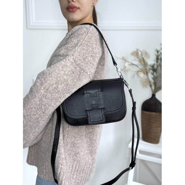 Сумка жіноча 3 відділення з натуральної шкіра колір: Чорна, Малина, Беж, Поморанчевий