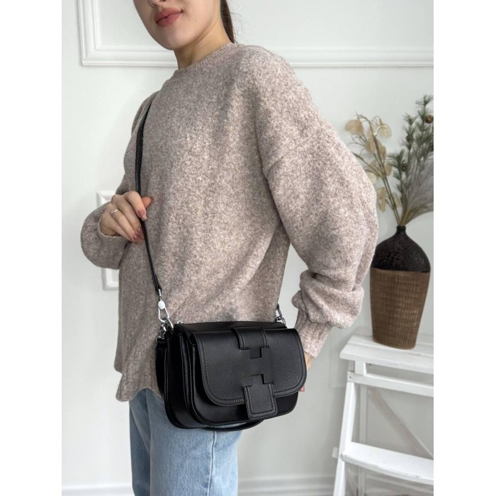 Сумка жіноча 3 відділення натуральна шкіра колір: Чорний, Малиновий, Бежевий, Жовтогарячий Бежевий