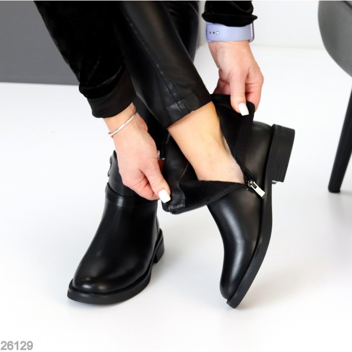 Класичні повсякденні чорні черевики на флісі низький хід