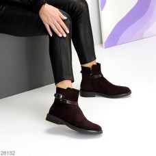 Класичні повсякденні черевики замшеві колір Шоколад на флісі низький хід