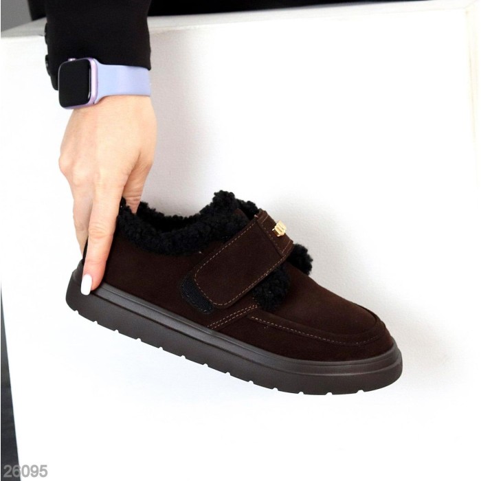 Кросівки/автоледі жіночі натуральна замша колір-шоколад зима на 35.5,36р.