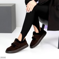 Кросівки/автоледі жіночі натуральна замша колір-шоколад зима на 35.5,36р.