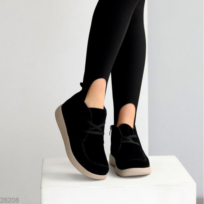 Черевики жіночі натуральна замша чорні демі 36,37р