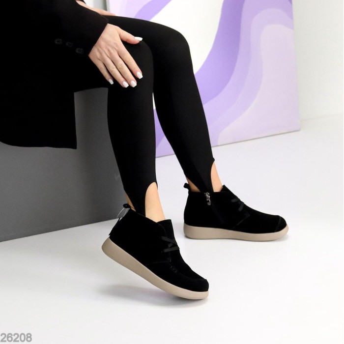 Черевики жіночі натуральна замша чорні демі 36,37р