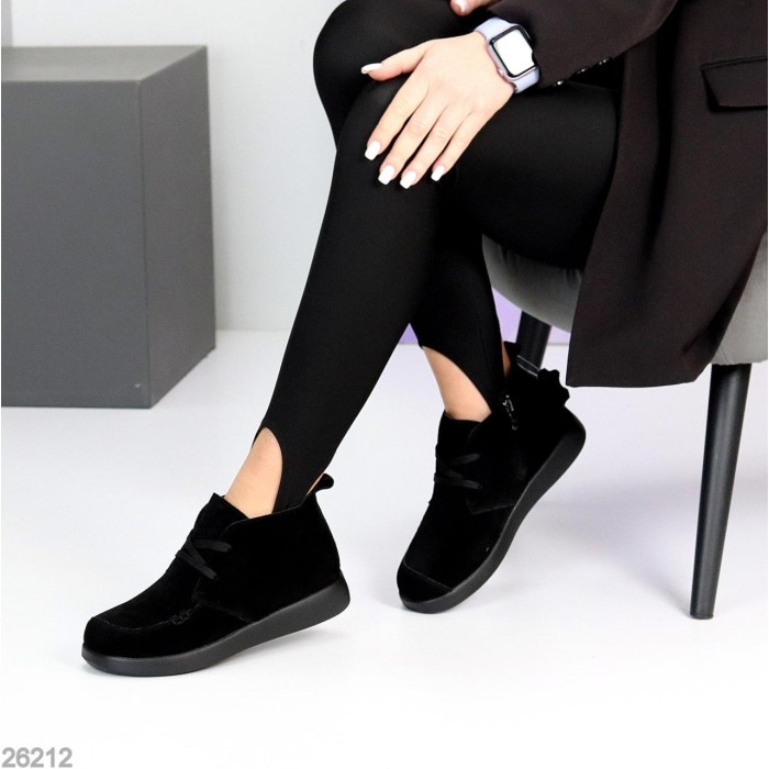 Черевики жіночі натуральна замша чорні демі 36,37р