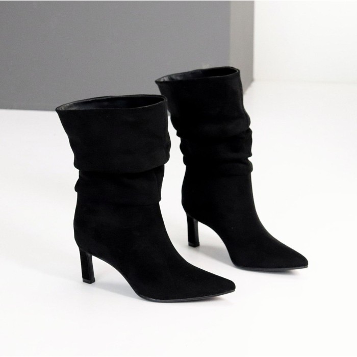 Напівчоботи жіночі еко-замша чорні деми 35,36,37р.