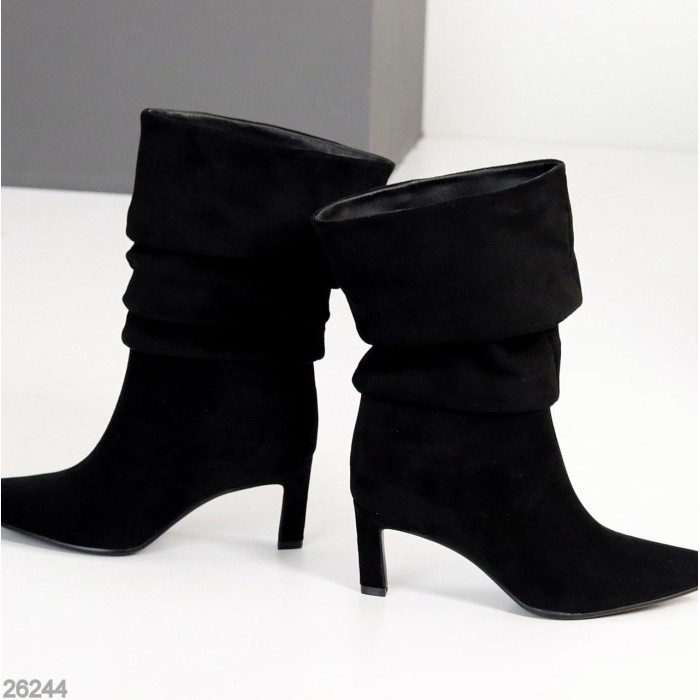 Напівчоботи жіночі еко-замша чорні деми 35,36,37р.