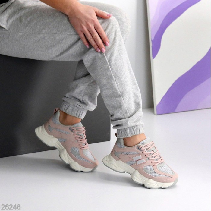 Кроссовки женские натуральная-кожа замша цвет-пудра на 37,39р