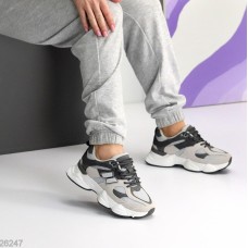 Кросівки жіночі натуральна шкіра/замша сірі на 35.5,36,37р