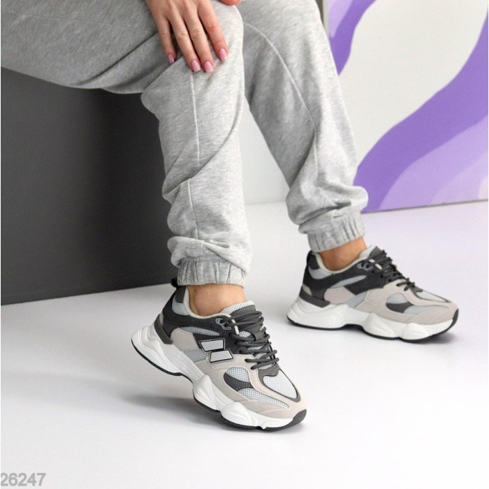 Кросівки жіночі натуральна шкіра/замша сірі на 35.5,36,37р