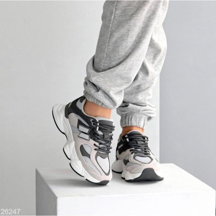 Кросівки жіночі натуральна шкіра/замша сірі на 35.5,36,37р