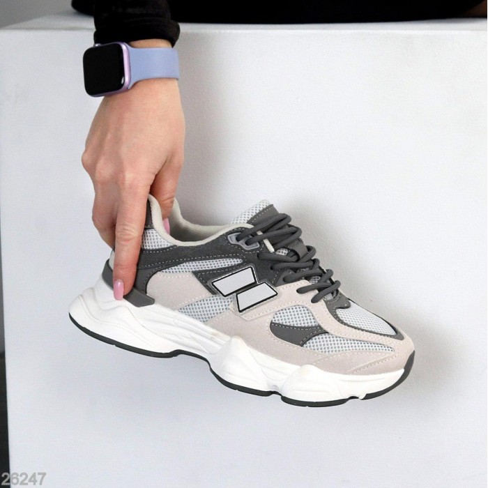 Кросівки жіночі натуральна шкіра/замша сірі на 35.5,36,37р