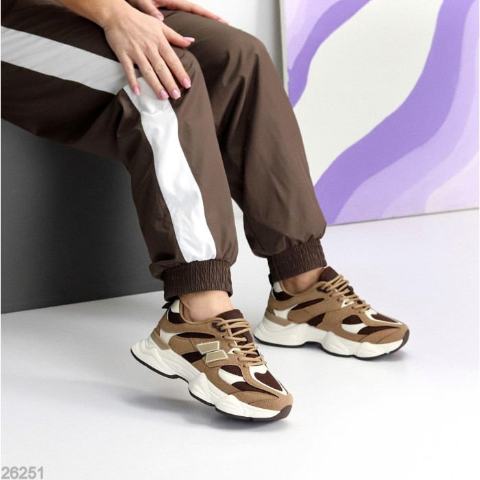 Кросівки жіночі натуральна-шкіра/натуральна-замша колір-бежевий на 35.5,37р