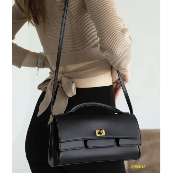 Сумка жіноча Богетик 2 відділення натуральна шкіра Чорна