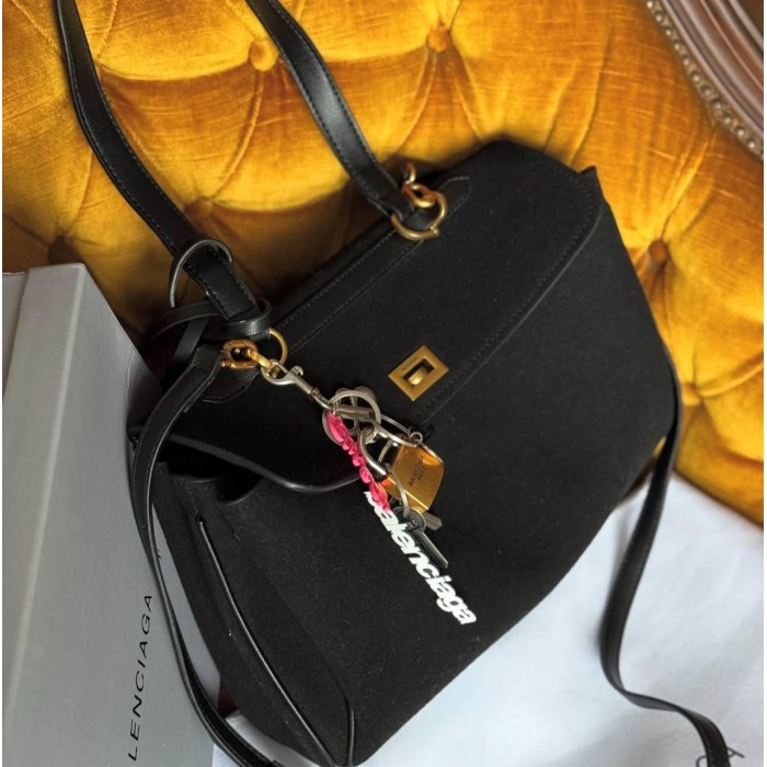 Сумка жіноча з натуральної замші/ шкіри комбінована Чорна