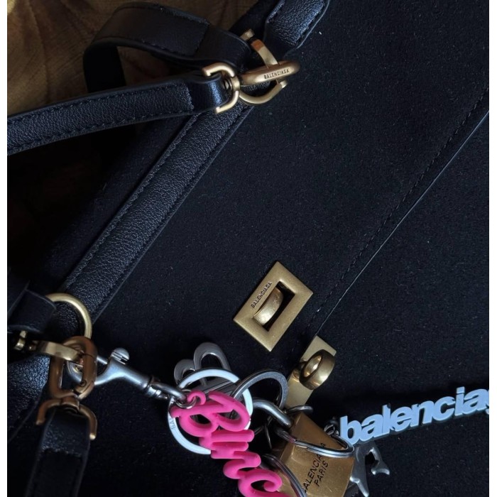 Сумка жіноча з натуральної замші/ шкіри комбінована Чорна