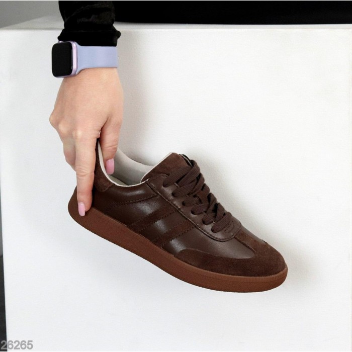 Кеди жіночі натуральна-шкіра/замша колір-шоколад 36,38,39,40,41р