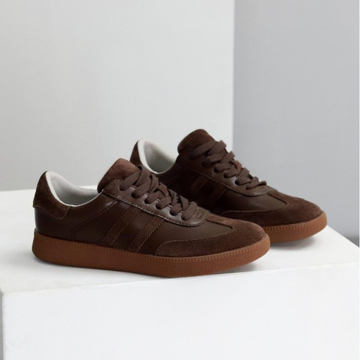 Кеди жіночі натуральна-шкіра/замша колір-шоколад 36,38,39,40,41р