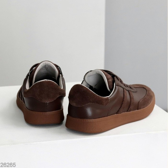 Кеди жіночі натуральна-шкіра/замша колір-шоколад 36,38,39,40,41р