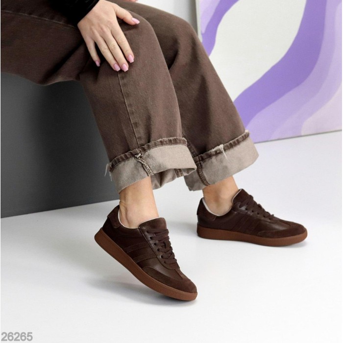 Кеди жіночі натуральна-шкіра/замша колір-шоколад 36,38,39,40,41р