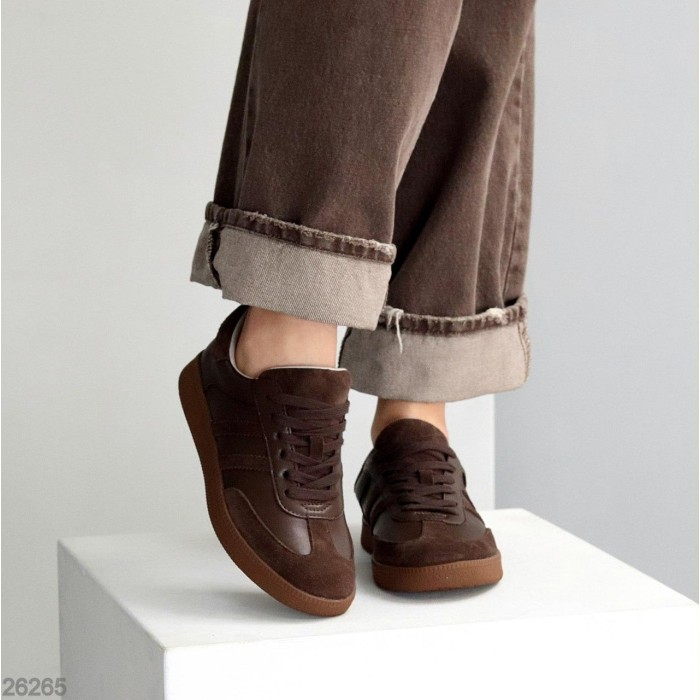 Кеди жіночі натуральна-шкіра/замша колір-шоколад 36,38,39,40,41р