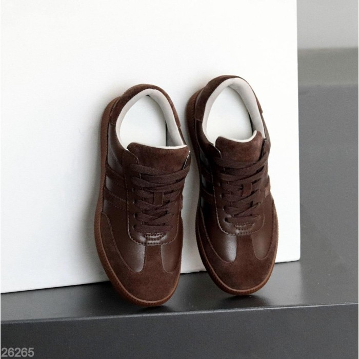 Кеди жіночі натуральна-шкіра/замша колір-шоколад 36,38,39,40,41р