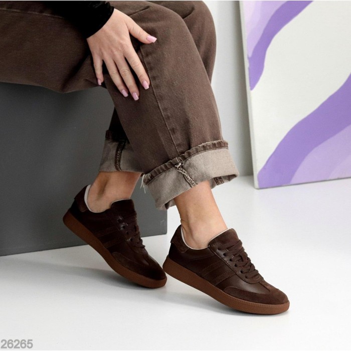 Кеди жіночі натуральна-шкіра/замша колір-шоколад 36,38,39,40,41р