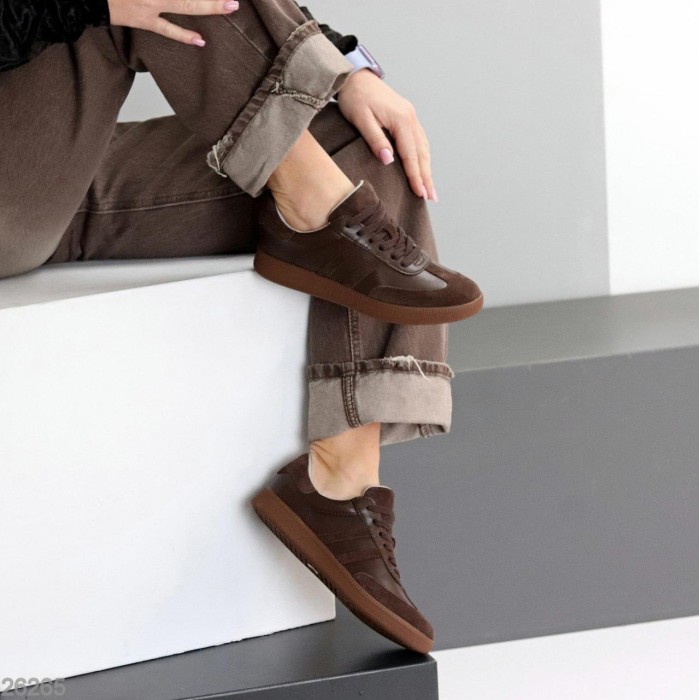 Кеди жіночі натуральна-шкіра/замша колір-шоколад 36,38,39,40,41р