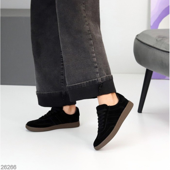 Кеди жіночі натуральна замша чорні 36,37,39,40,41р