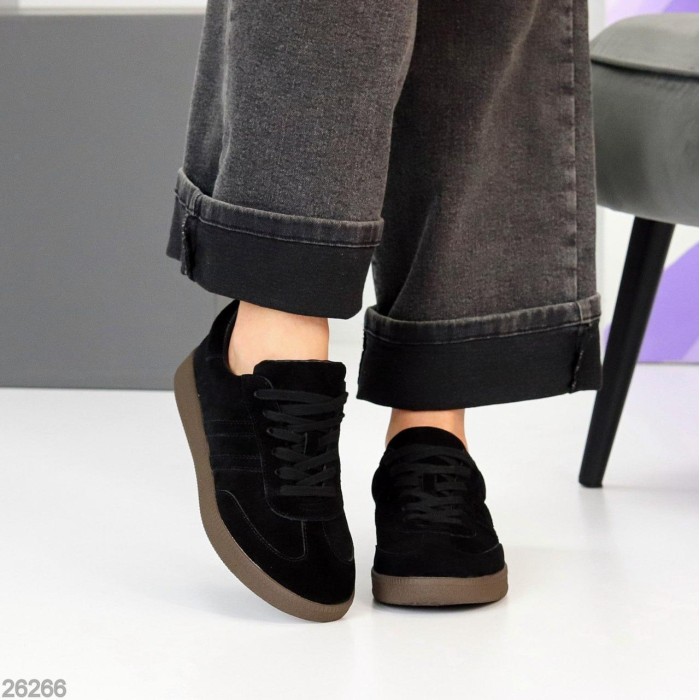 Кеди жіночі натуральна замша чорні 36,37,39,40,41р