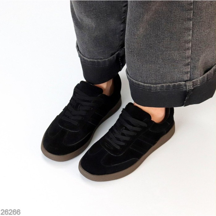 Кеди жіночі натуральна замша чорні 36,37,39,40,41р