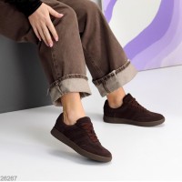 Кеди жіночі натуральна замша колір шоколад 36,37,38,39,40,41р