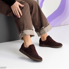 Кеди жіночі натуральна замша колір шоколад 36,37,38,39,40,41р