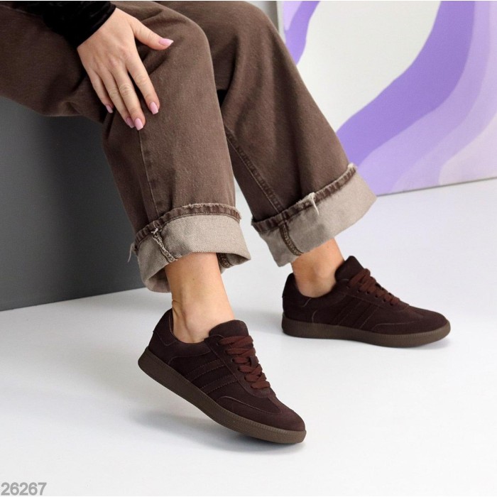 Кеди жіночі натуральна замша колір шоколад 36,37,38,39,40,41р