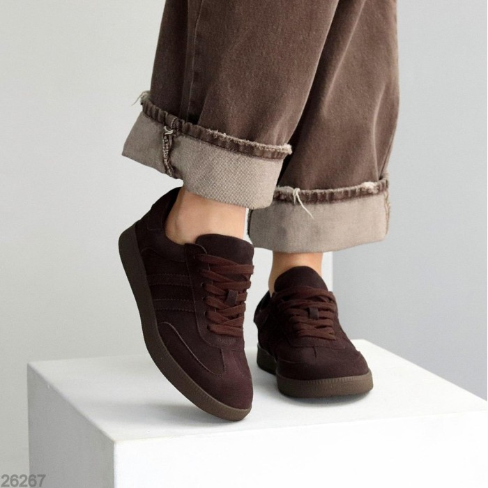 Кеди жіночі натуральна замша колір шоколад 36,37,38,39,40,41р