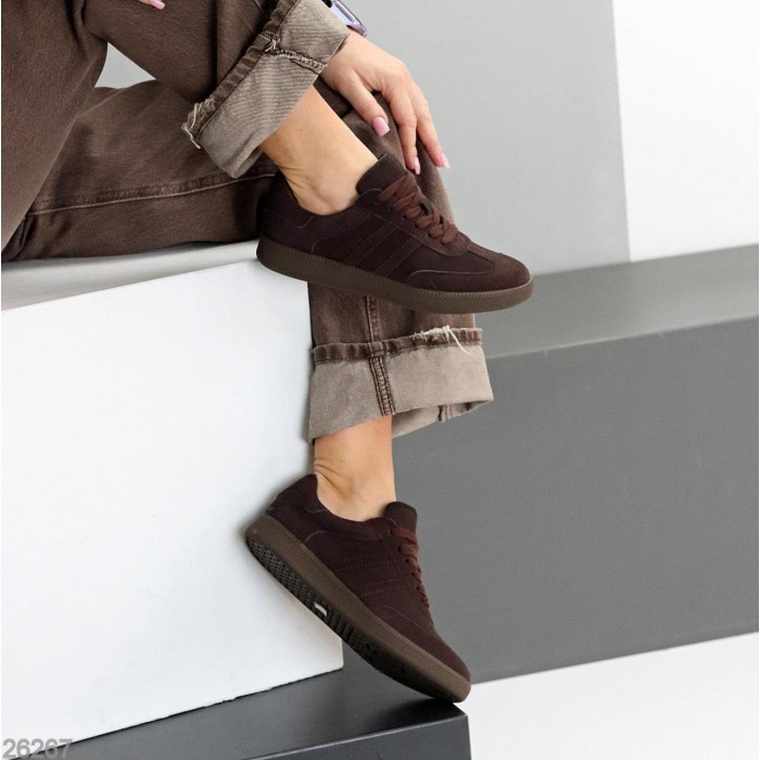 Кеди жіночі натуральна замша колір шоколад 36,37,38,39,40,41р