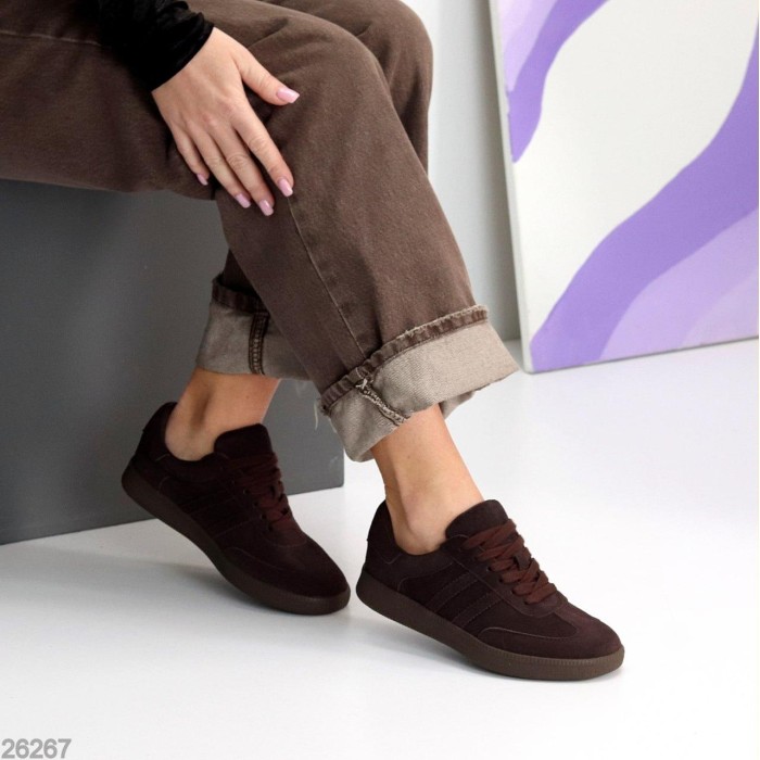 Кеди жіночі натуральна замша колір шоколад 36,37,38,39,40,41р