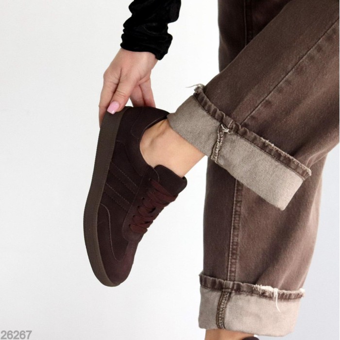 Кеди жіночі натуральна замша колір шоколад 36,37,38,39,40,41р