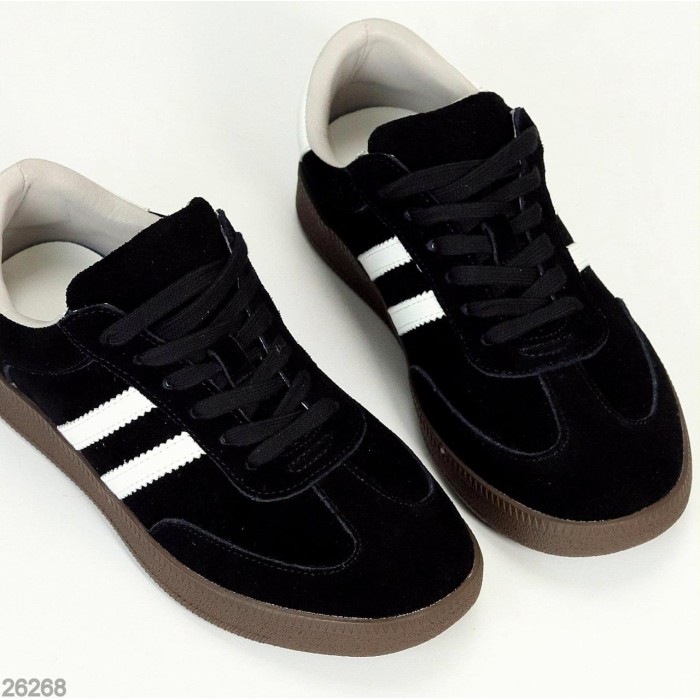 Кеди жіночі натуральна шкіра/замша чорні 36,37,38,39р.