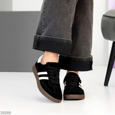 Кеди жіночі натуральна шкіра/замша чорні 36,37,38,39р.