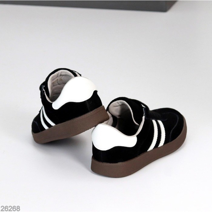 Кеди жіночі натуральна шкіра/замша чорні 36,37,38,39р.