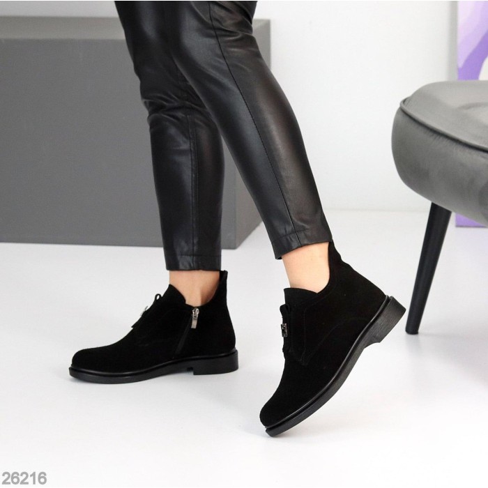 Черевики жіночі натуральна замша чорні демі 37,38,40р