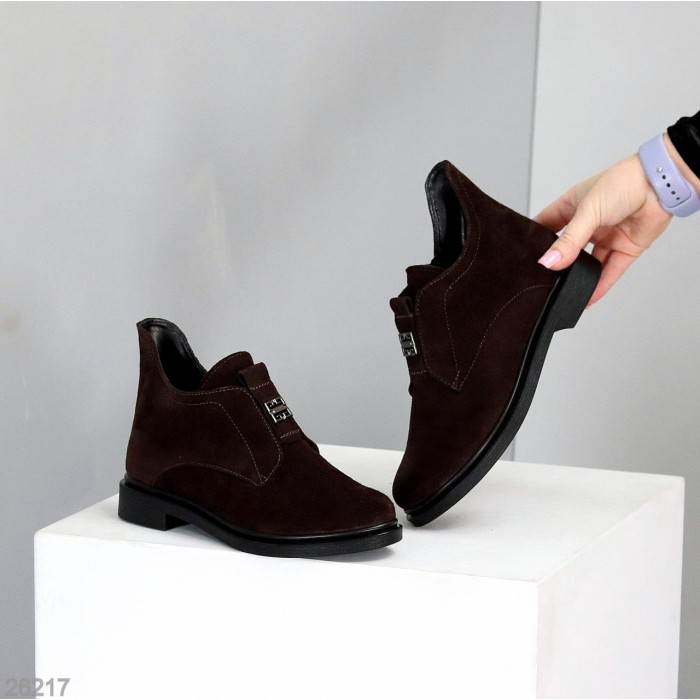 Черевики жіночі натуральна замша колір-шоколад демі 37,38р