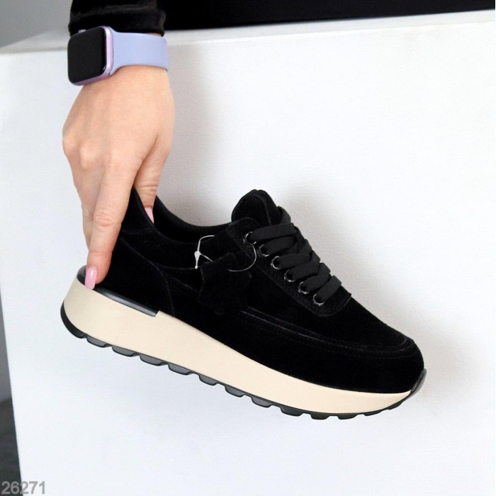 Кросівки жіночі натуральна замша чорні на 36,37,39р