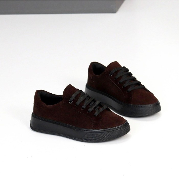 Кеди жіночі натуральна замша колір шоколад 36,37,38,39.40,41р