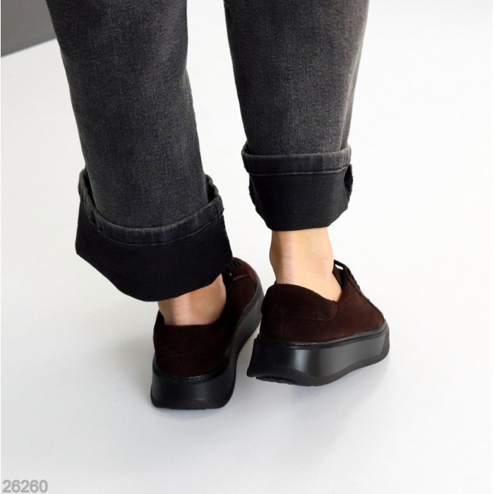 Кеди жіночі натуральна замша колір шоколад 36,37,38,39.40,41р